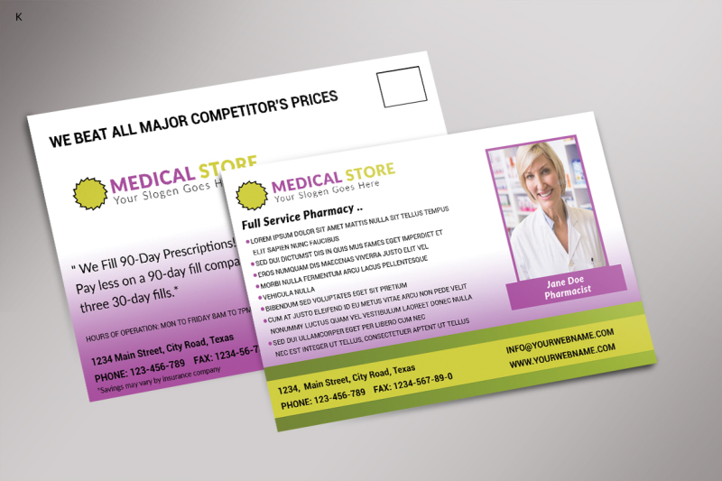 medical-store-postcard-template