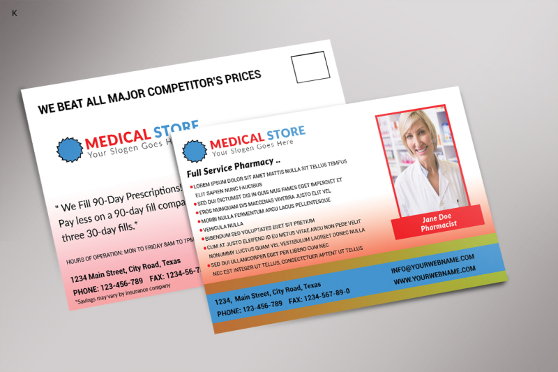 medical-store-postcard-template