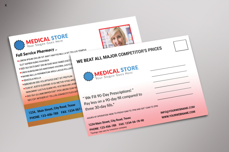 medical-store-postcard-template