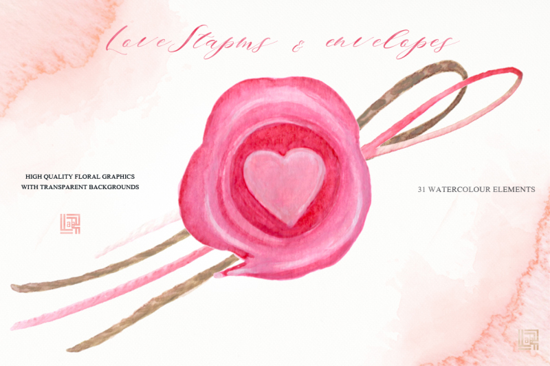 love-stamps-envelopes-hearts-arrows-watercolor-clipart