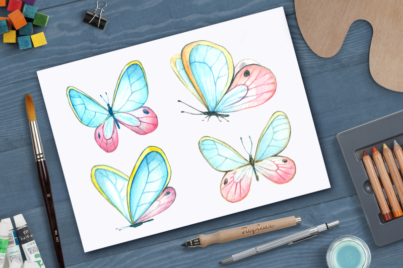 watercolor-collection-of-butterflies