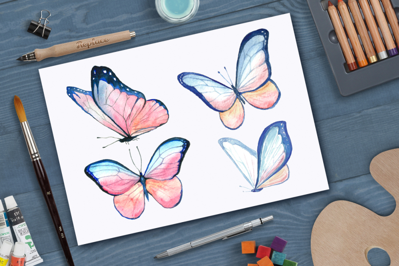 watercolor-collection-of-butterflies