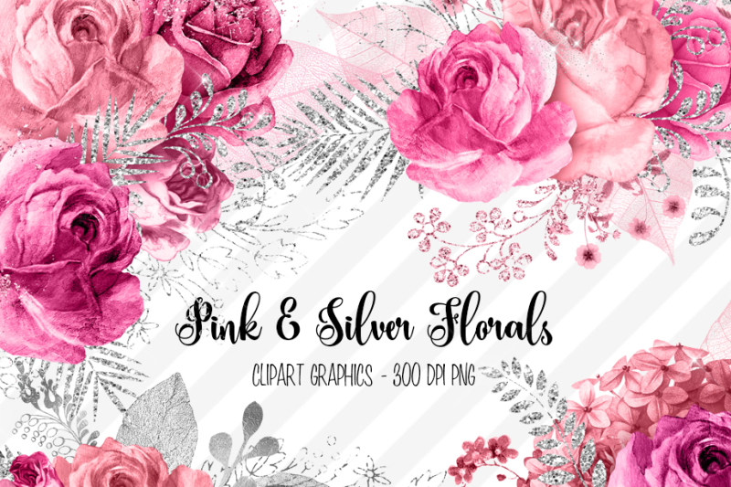 pink-and-silver-floral-clipart