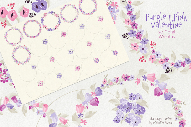 purple-and-pink-valentine-floral-clipart-vectors-seamless-pattern