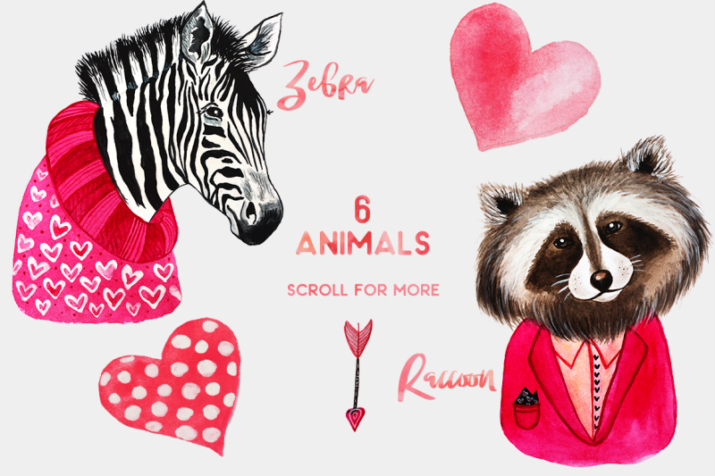 valentine-s-day-watercolor-animals