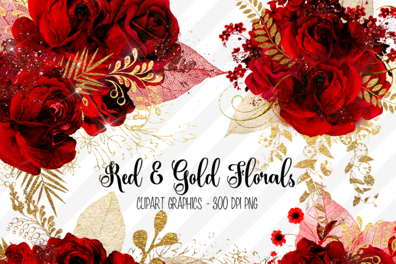red-and-gold-floral-clipart
