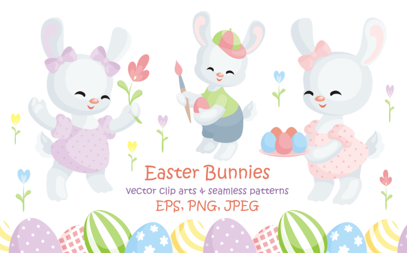 easter-bunnies-vector-clip-arts-and-seamless-patterns