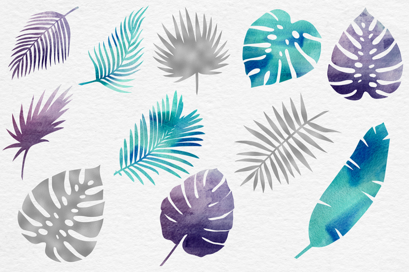 silver-and-watercolor-tropical-leaves
