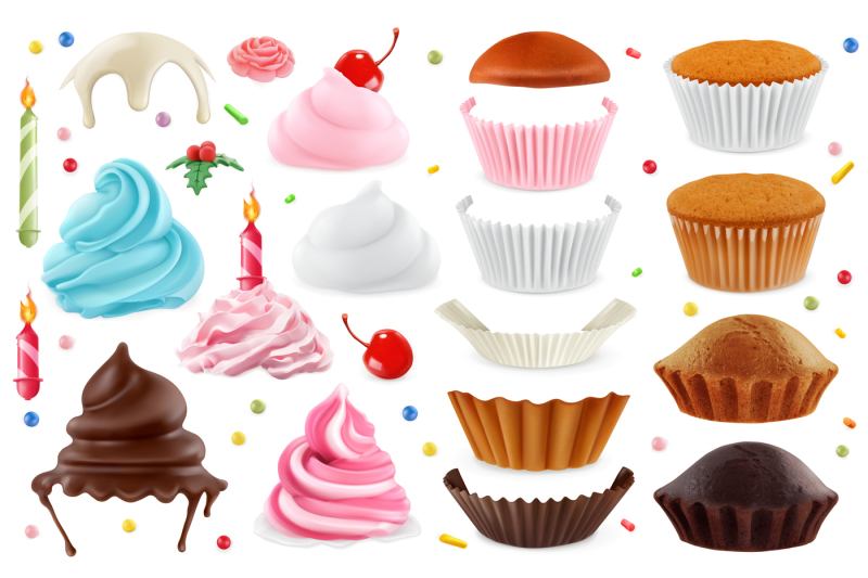 cupcakes-vector-icon-set