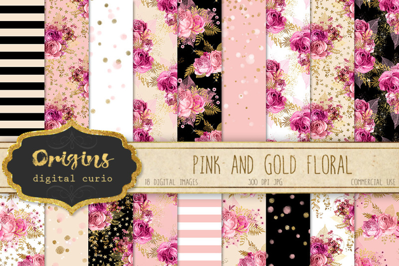 pink-and-gold-floral-digital-paper