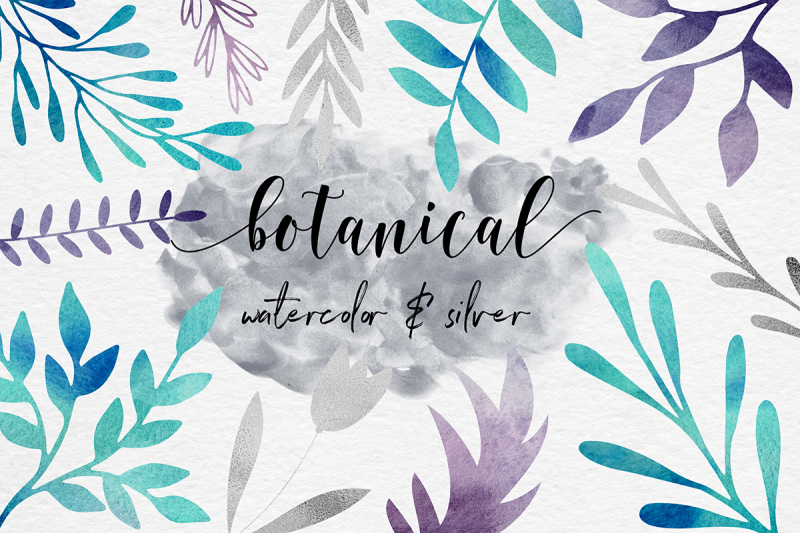 silver-foil-and-watercolor-botanical