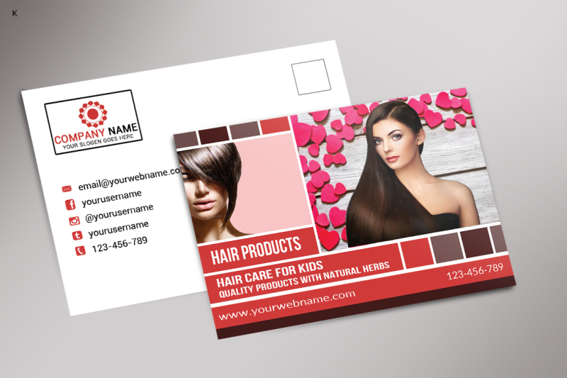 hair-products-post-card-template