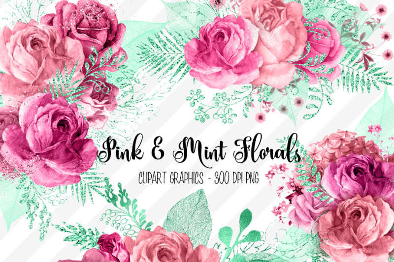 pink-and-mint-floral-clipart