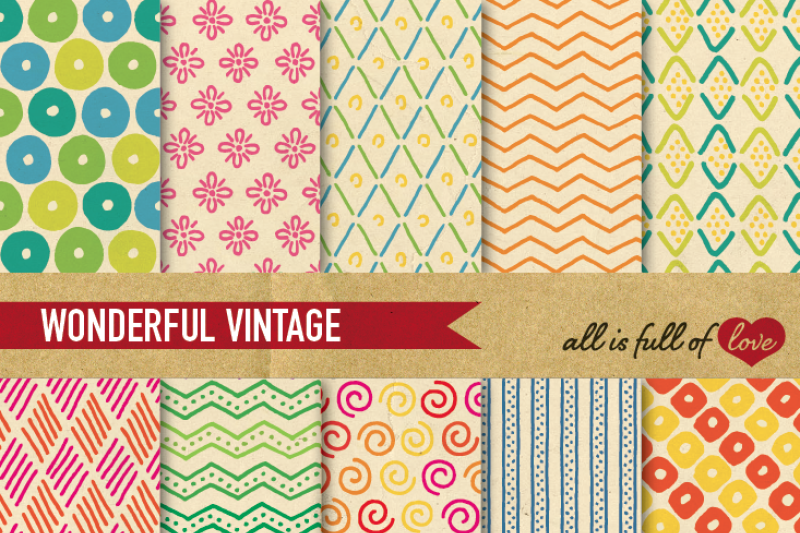 hand-draw-vintage-digital-paper-pack-dream-collection