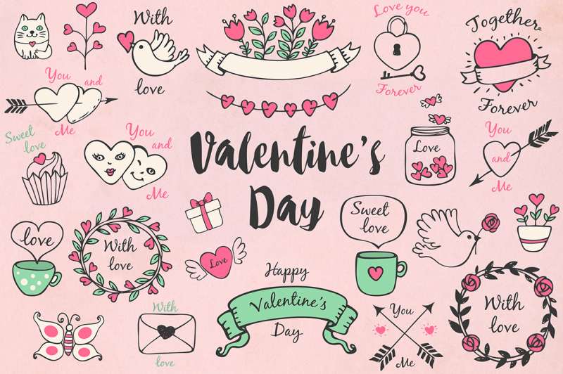 valentine-doodle-design-elements