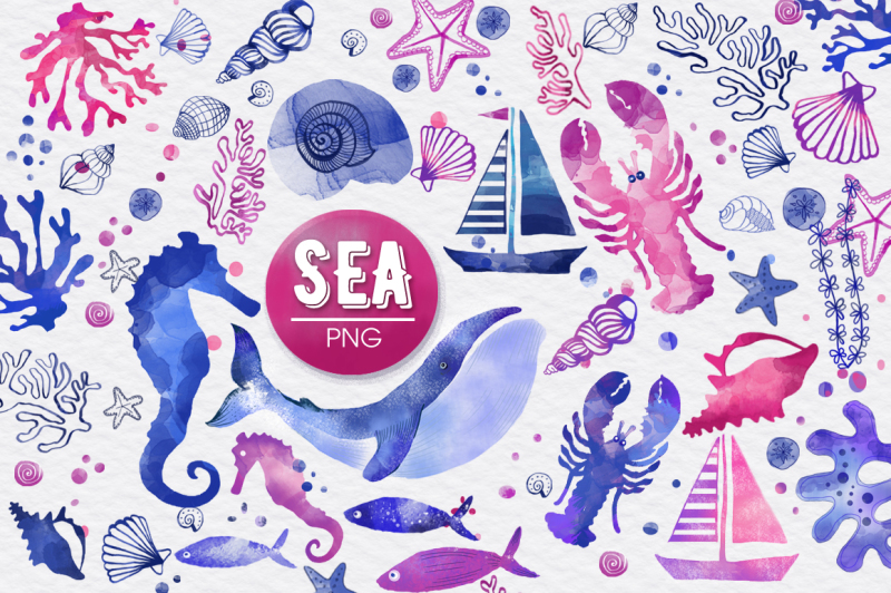 sea-watercolor-elements
