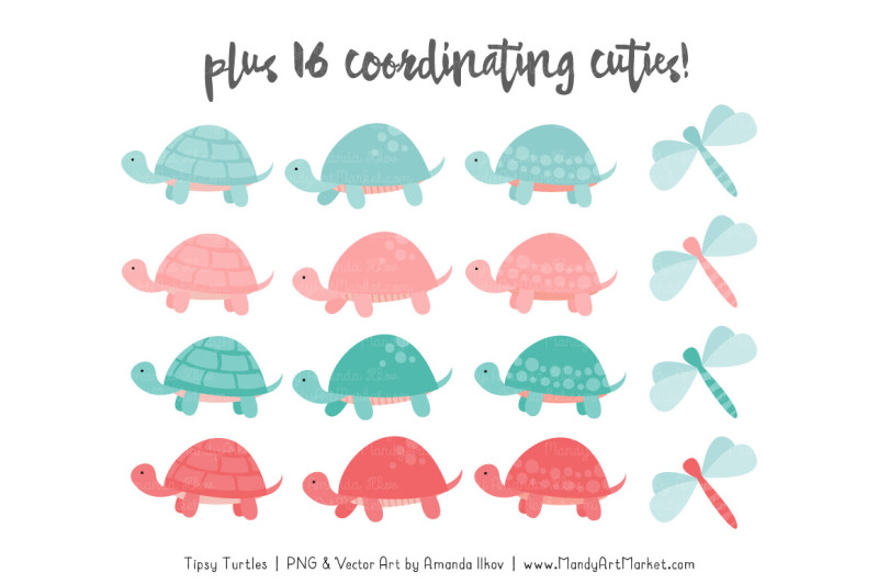 sweet-stacks-tipsy-turtles-stack-clipart-in-aqua-and-coral