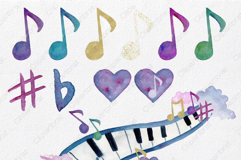 rainbow-watercolor-music-notes-musical-clipart