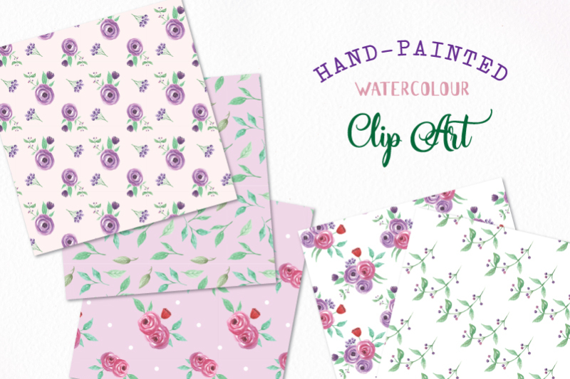 summer-purple-pink-patterns-watercolor-flowers-floral-seamless-digital