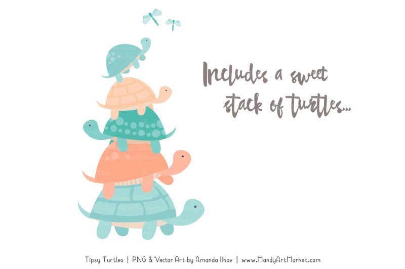 sweet-stacks-tipsy-turtles-stack-clipart-in-aqua-and-peach