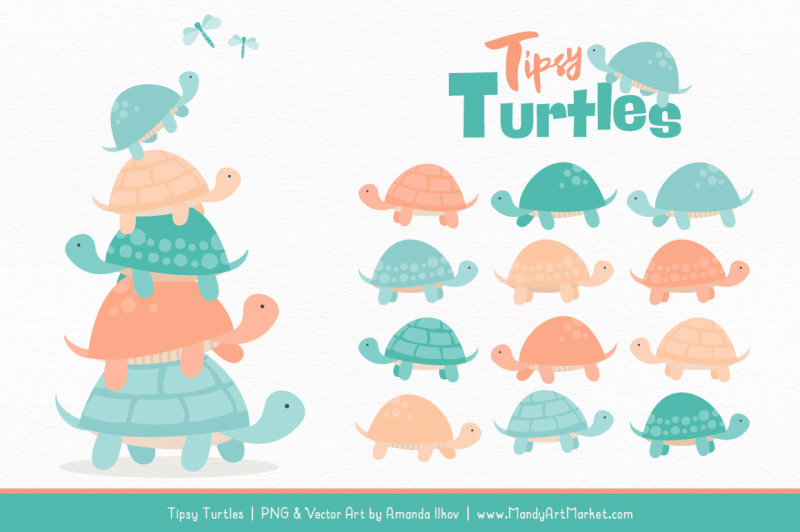sweet-stacks-tipsy-turtles-stack-clipart-in-aqua-and-peach
