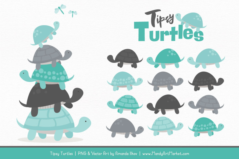 sweet-stacks-tipsy-turtles-stack-clipart-in-aqua-and-pewter