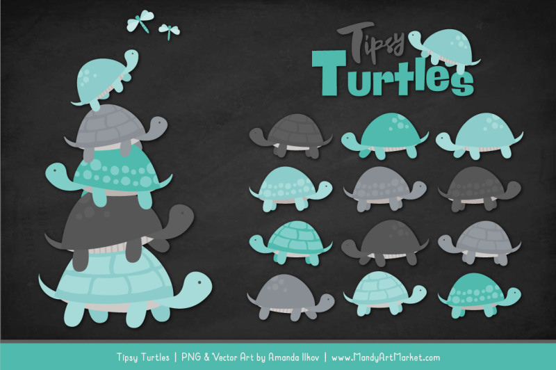 sweet-stacks-tipsy-turtles-stack-clipart-in-aqua-and-pewter