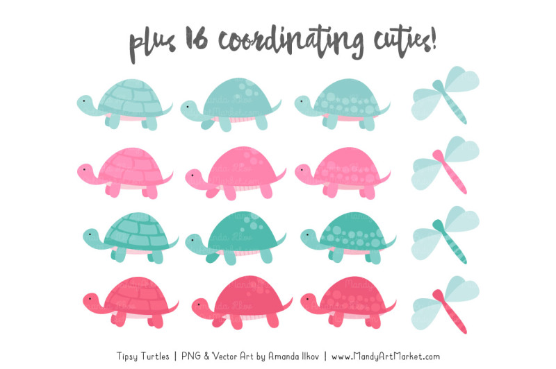 sweet-stacks-tipsy-turtles-stack-clipart-in-aqua-and-pink