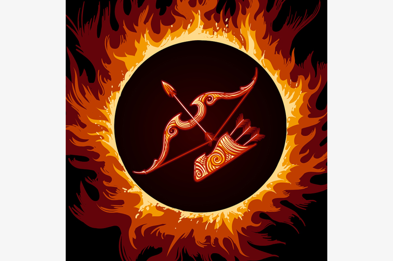 zodiac-sign-of-sagittarius-in-fire-circle