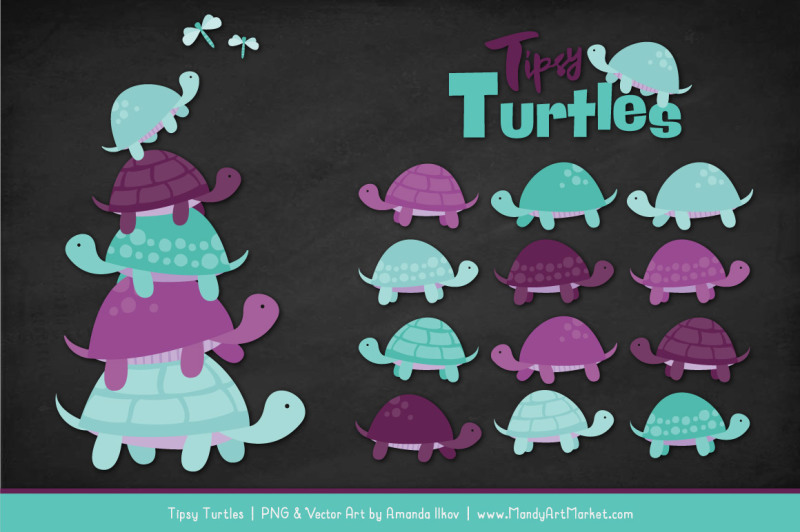 sweet-stacks-tipsy-turtles-stack-clipart-in-aqua-and-plum