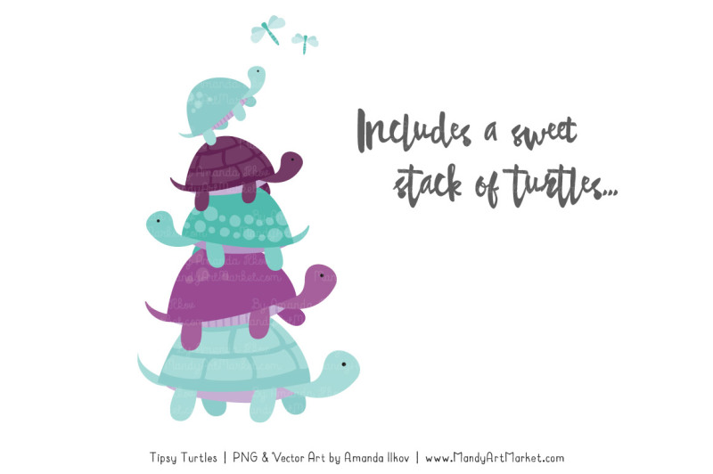 sweet-stacks-tipsy-turtles-stack-clipart-in-aqua-and-plum