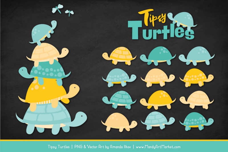 sweet-stacks-tipsy-turtles-stack-clipart-in-aqua-and-yellow