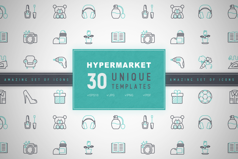 hypermarket-icons-set-concept