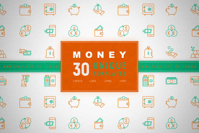 money-icons-set-concept