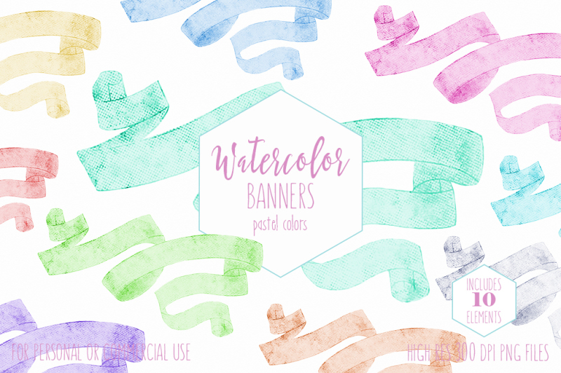 pastel-watercolor-ribbon-banners