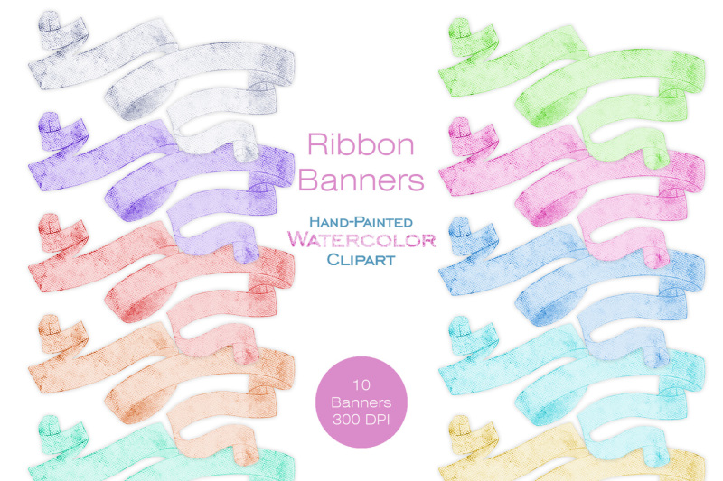 pastel-watercolor-ribbon-banners