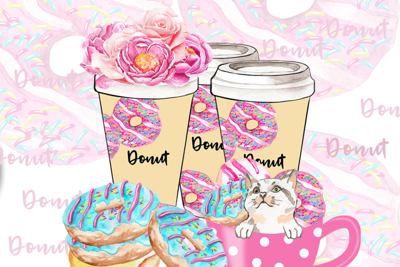 watercolor-donut-clipart-party-breakfast-food-clip-art-dessert