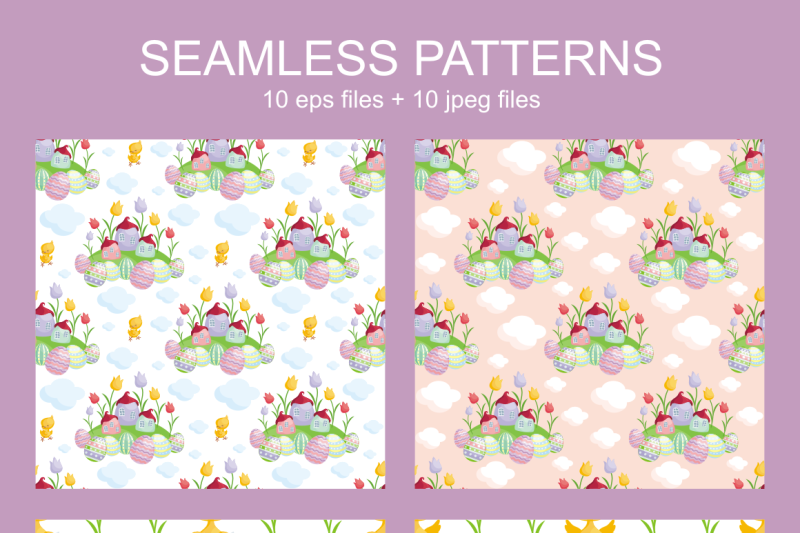 easter-village-vector-clip-arts-and-seamless-patterns