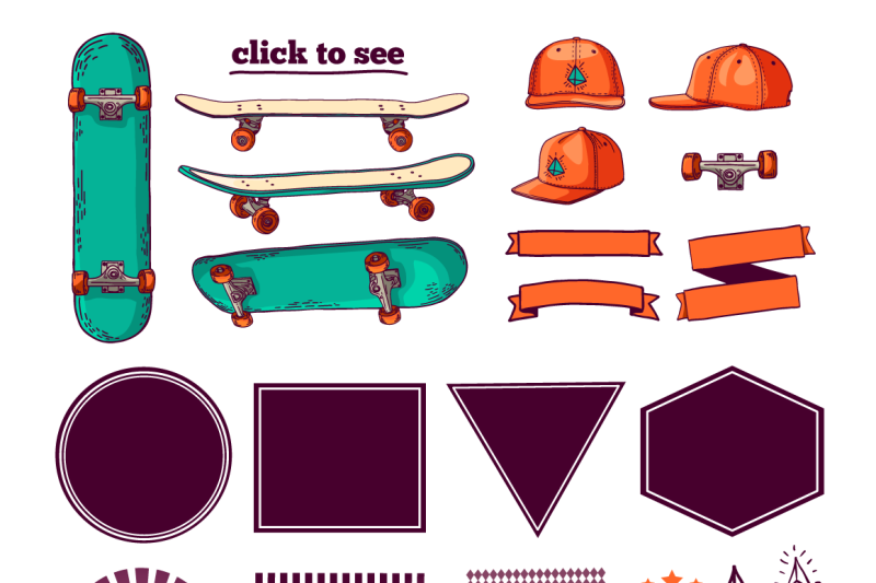 set-of-colored-skateboard-badges