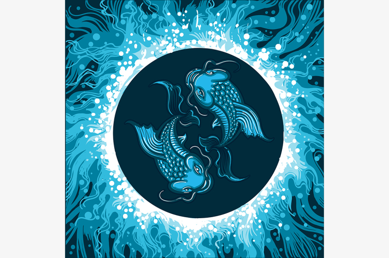 zodiac-sign-of-pisces-in-water-circle