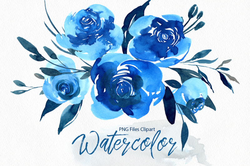 watercolor-indigo-blue-roses-flowers-png