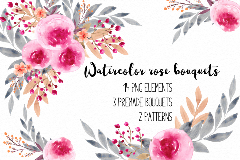watercolor-rose-bouquets