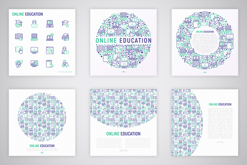 online-education-icons-set-concept
