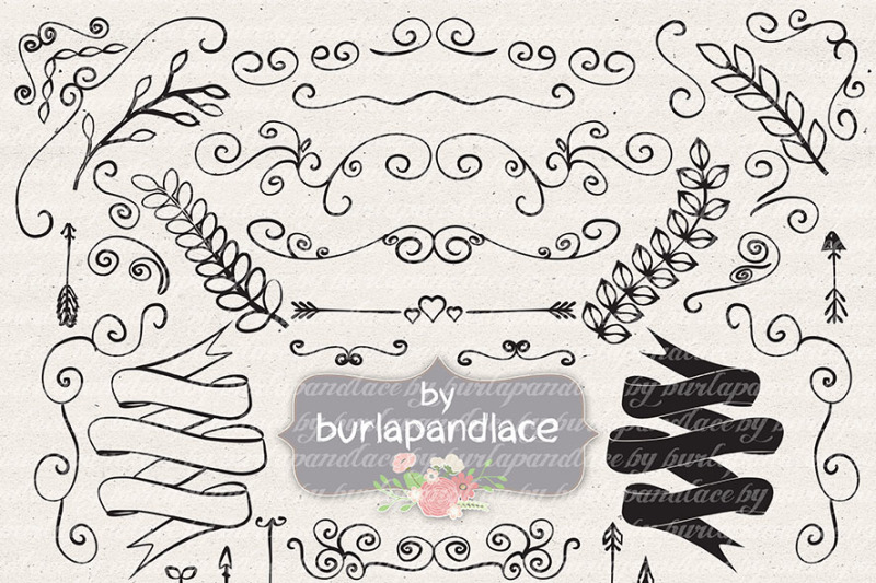 hand-drawn-clipart-laurels-arrows-banners-wreath-wedding-clipart-bridal-clipart-arrows-clipart-laurel-clipart-linen-digital-pattern