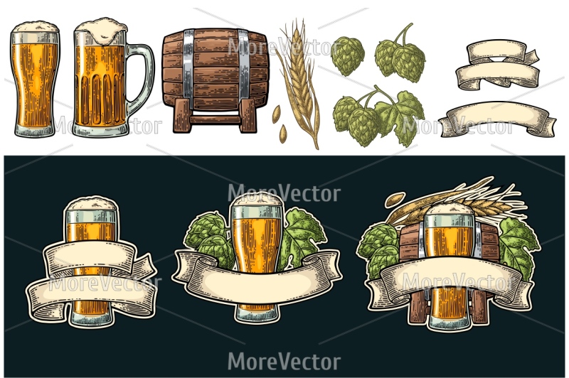 glass-beer-with-ribbon-barrel-ears-of-corn-and-hop-branch