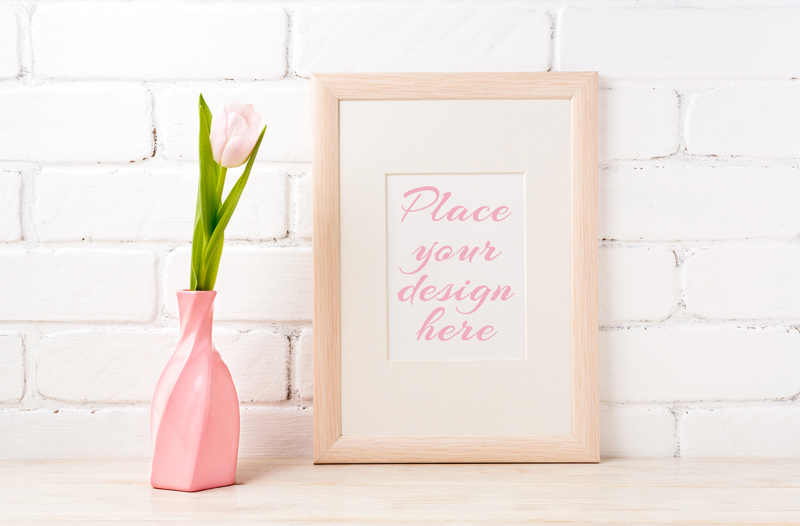 wooden-frame-mockup-with-soft-pink-tulip-in-swirled-vase