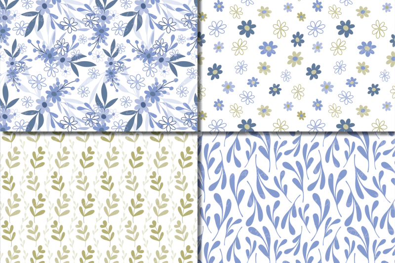 seamless-blue-and-green-hand-drawn-flowers-and-leaves-digital-paper