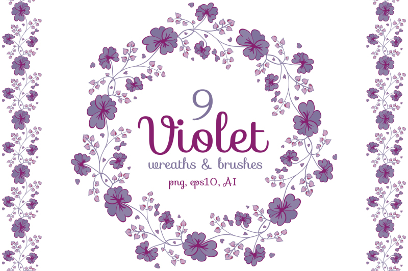 violet-pre-made-wreaths-and-seamless-brushes