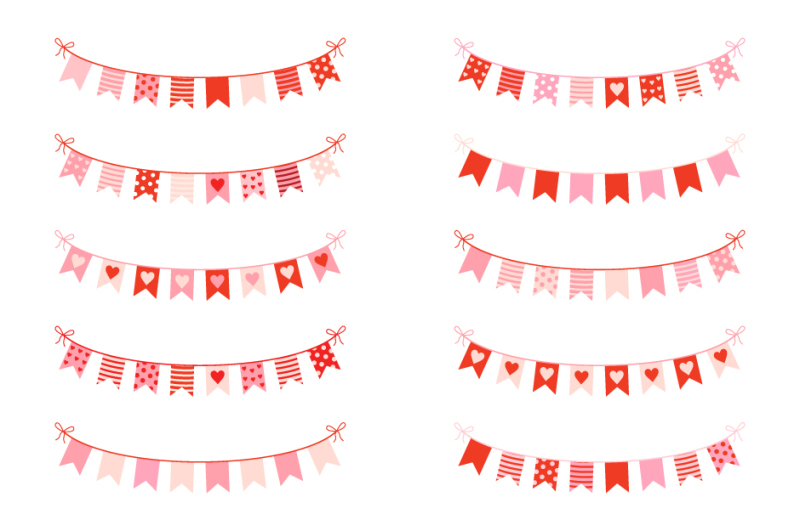 cute-love-buntings-clipart-set-pink-valentine-banner-clip-art