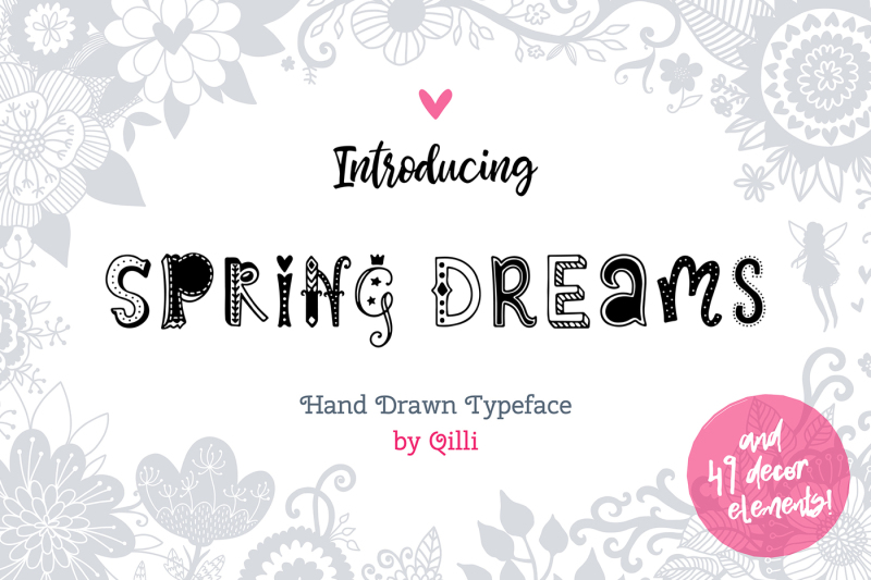 spring-dreams-typeface-with-clipart